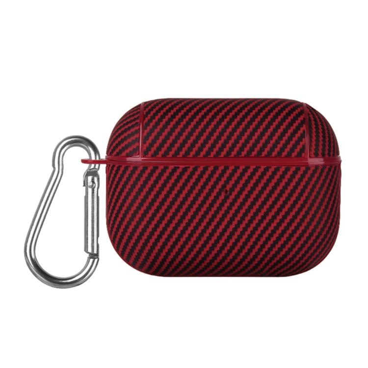 Carbon Fibre Texture PU Earbuds Box PC Case with Hook