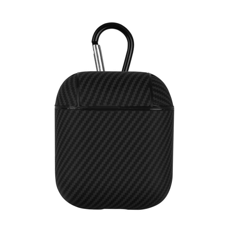 Carbon Fibre Texture PU Earbuds Box PC Case with Hook