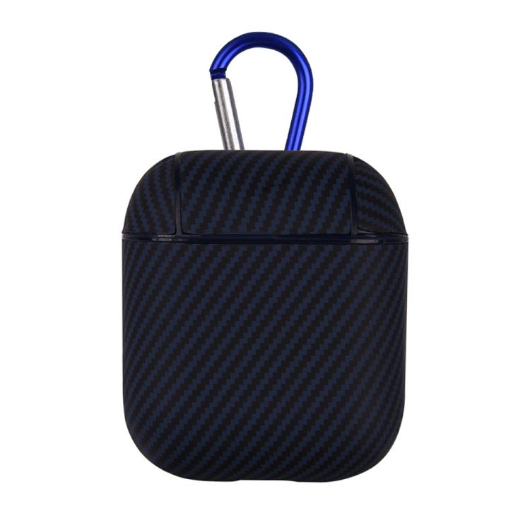 Carbon Fibre Texture PU Earbuds Box PC Case with Hook