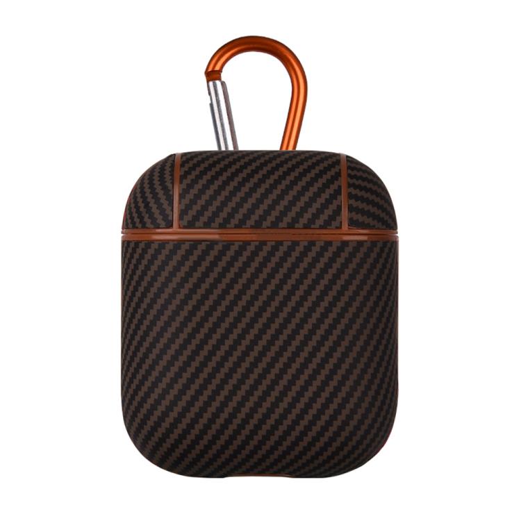 Carbon Fibre Texture PU Earbuds Box PC Case with Hook