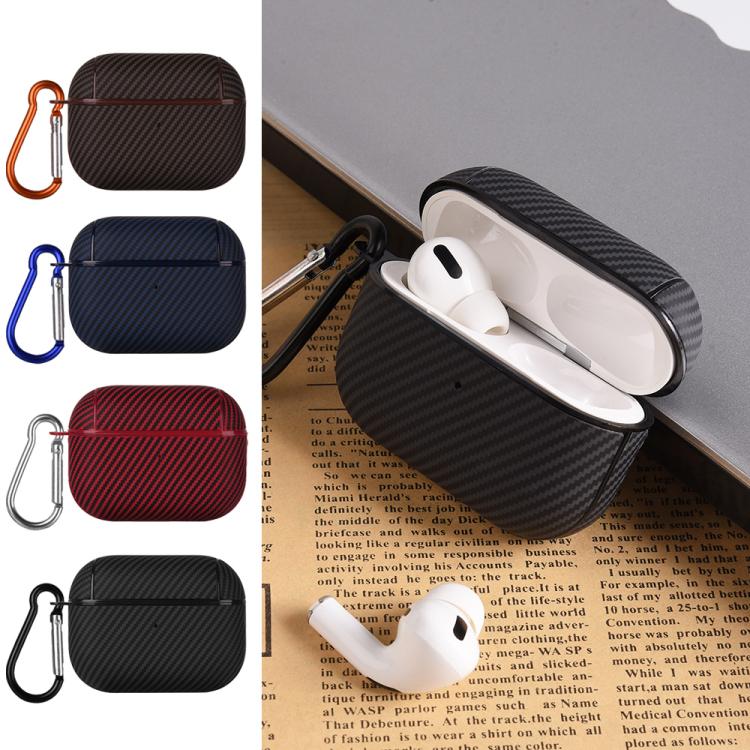 Carbon Fibre Texture PU Earbuds Box PC Case with Hook