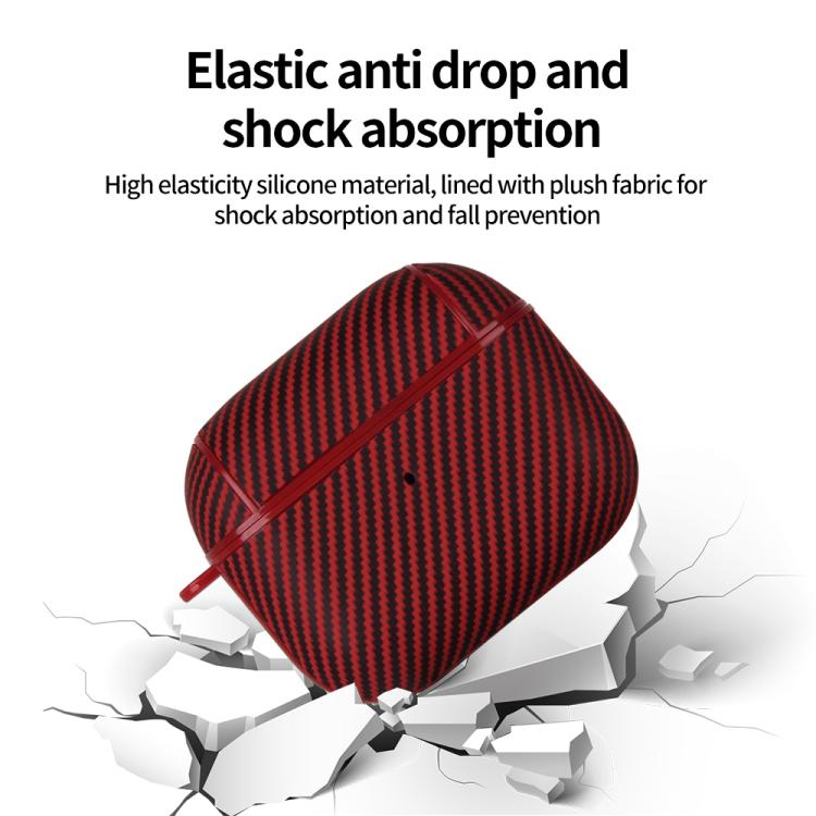 Carbon Fibre Texture PU Earbuds Box PC Case with Hook