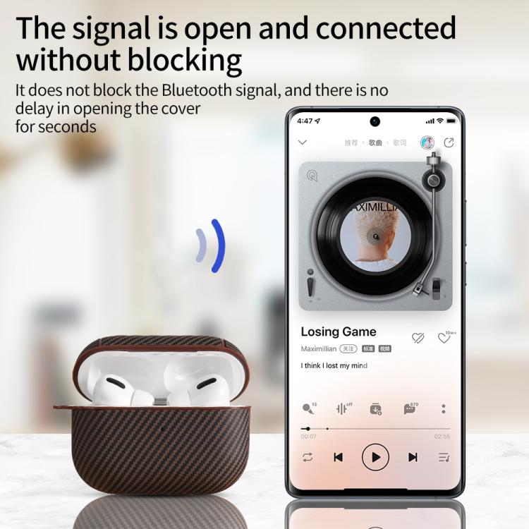 Carbon Fibre Texture PU Earbuds Box PC Case with Hook