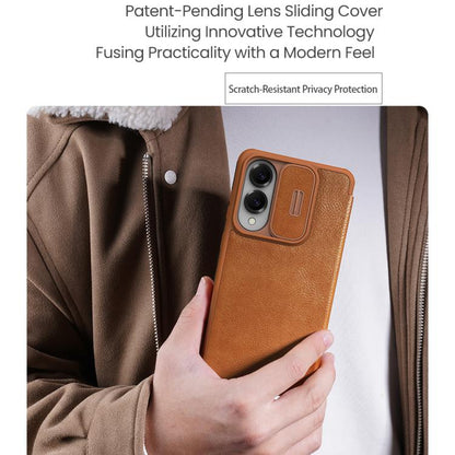 NILLKIN QIN Series Pro Sliding Camera Cover Design Leather Phone Case, For Samsung Galaxy S25 Edge 5G