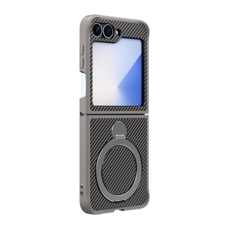 Carbon Fiber Texture 360 MagSafe Holder Phone Case, For Samsung Galaxy Z Flip7, For Samsung Galaxy Z Flip6, For Samsung Galaxy Z Flip5