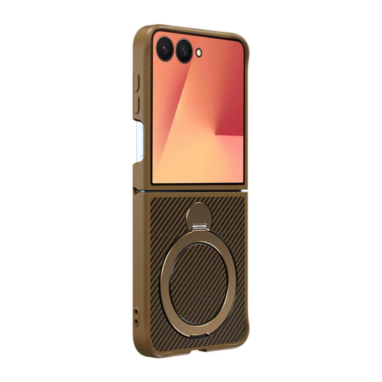 Carbon Fiber Texture 360 MagSafe Holder Phone Case, For Samsung Galaxy Z Flip7, For Samsung Galaxy Z Flip6, For Samsung Galaxy Z Flip5