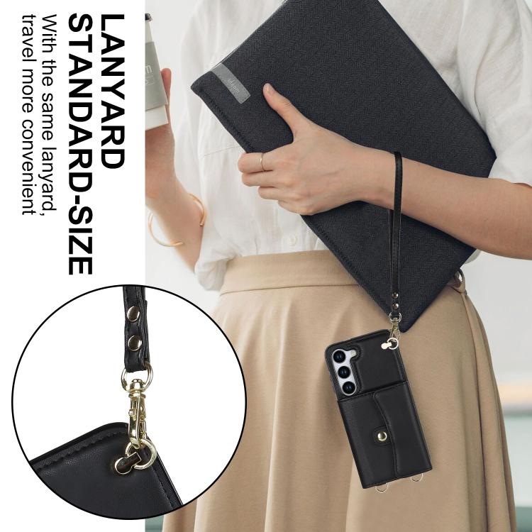 RFID Card Slot Phone Case with Long Lanyard, For Samsung Galaxy S24 5G