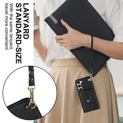 RFID Card Slot Phone Case with Long Lanyard, For Samsung Galaxy S24 5G