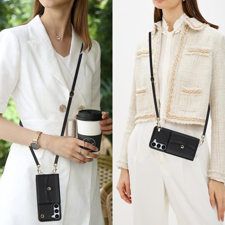 RFID Card Slot Phone Case with Long Lanyard, For Samsung Galaxy S24 5G