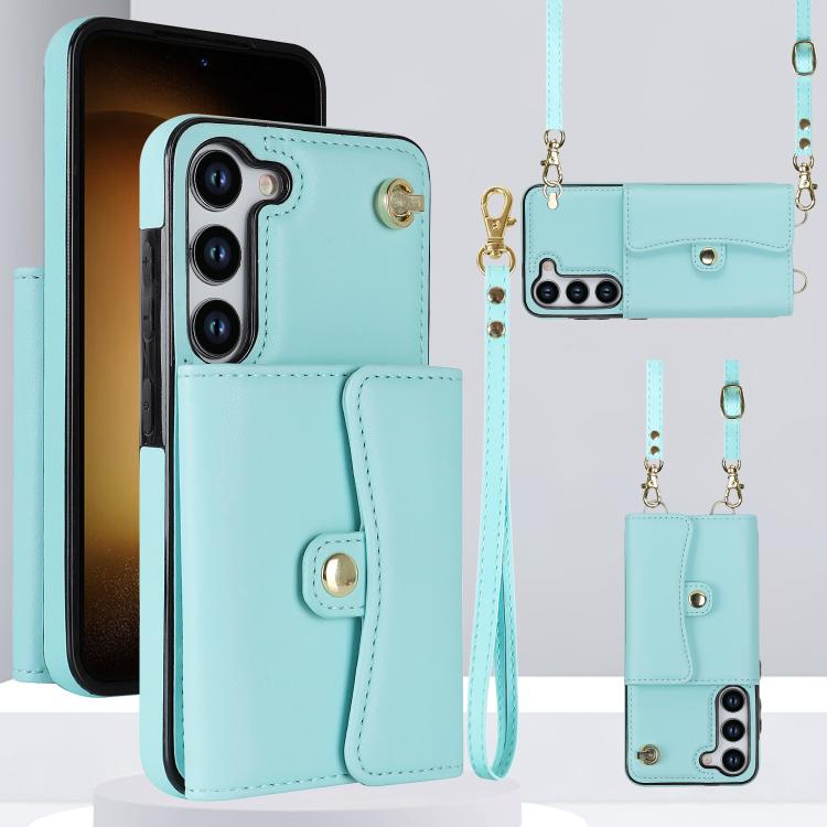RFID Card Slot Phone Case with Long Lanyard, For Samsung Galaxy S24 5G