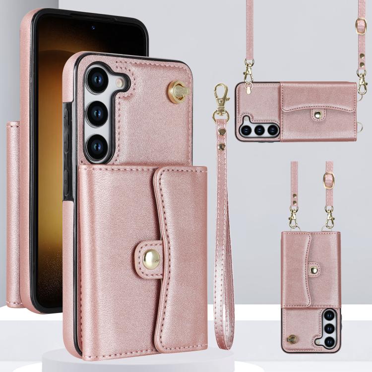 RFID Card Slot Phone Case with Long Lanyard, For Samsung Galaxy S24 5G