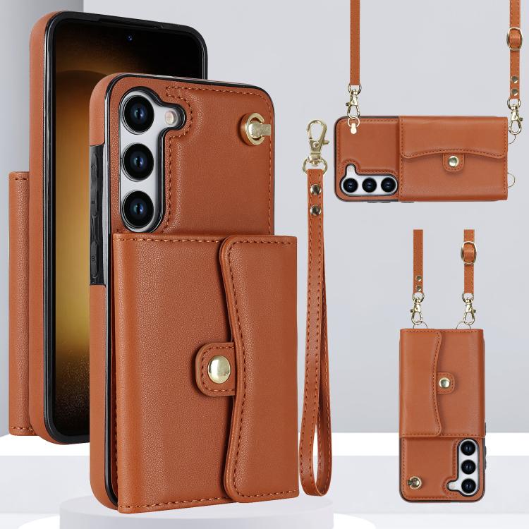 RFID Card Slot Phone Case with Long Lanyard, For Samsung Galaxy S24 5G
