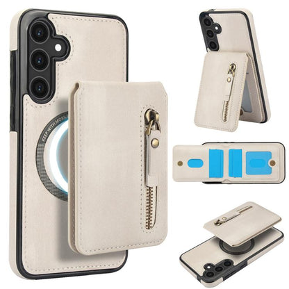 Zipper Wallet Split MagSafe Leather Back Phone Case, For Samsung Galaxy S26+ 5G, For Samsung Galaxy S26 Ultra 5G, For Samsung Galaxy S26 5G, For Samsung Galaxy S25 5G, For Samsung Galaxy S25+ 5G, For Samsung Galaxy S25 Ultra 5G