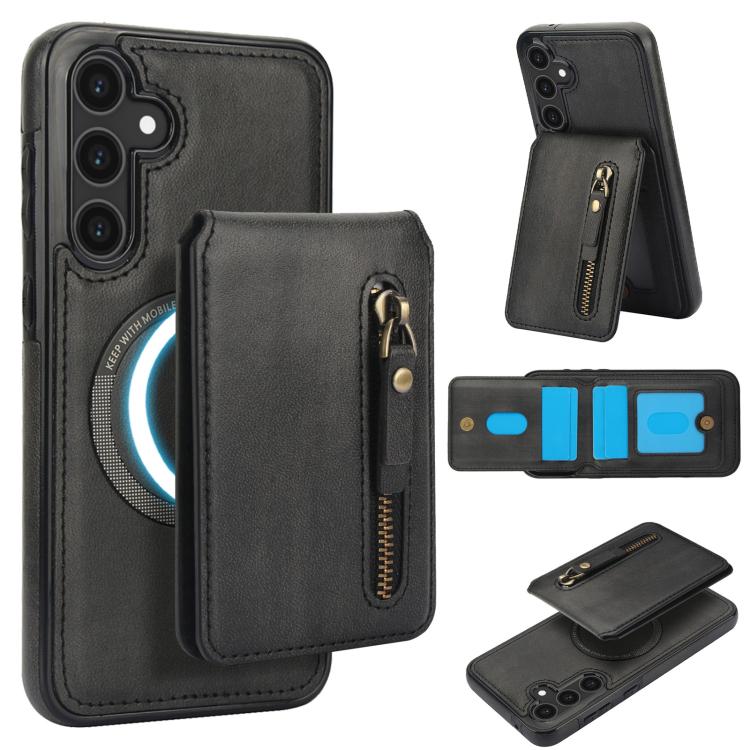 Zipper Wallet Split MagSafe Leather Back Phone Case, For Samsung Galaxy S26+ 5G, For Samsung Galaxy S26 Ultra 5G, For Samsung Galaxy S26 5G, For Samsung Galaxy S25 5G, For Samsung Galaxy S25+ 5G, For Samsung Galaxy S25 Ultra 5G