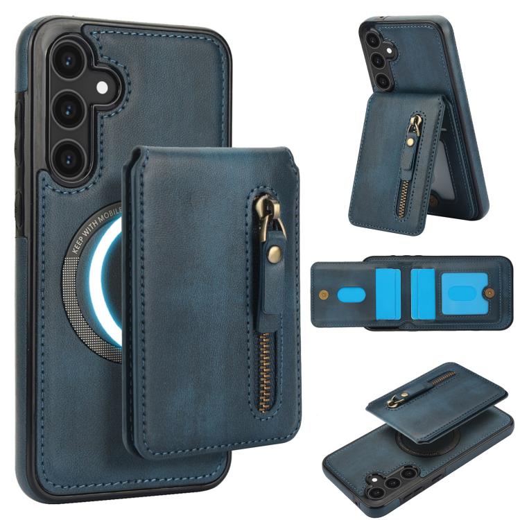 Zipper Wallet Split MagSafe Leather Back Phone Case, For Samsung Galaxy S26+ 5G, For Samsung Galaxy S26 Ultra 5G, For Samsung Galaxy S26 5G, For Samsung Galaxy S25 5G, For Samsung Galaxy S25+ 5G, For Samsung Galaxy S25 Ultra 5G