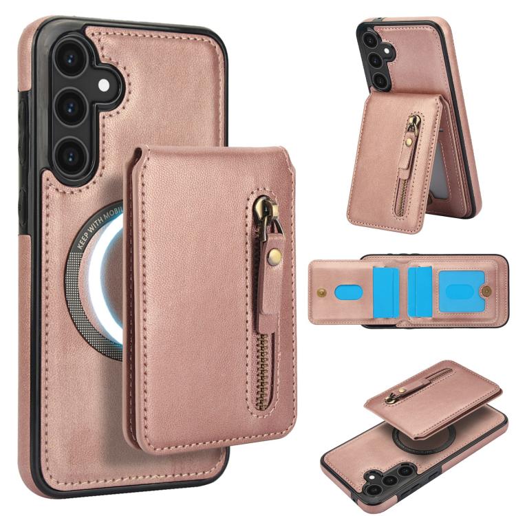 Zipper Wallet Split MagSafe Leather Back Phone Case, For Samsung Galaxy S26+ 5G, For Samsung Galaxy S26 Ultra 5G, For Samsung Galaxy S26 5G, For Samsung Galaxy S25 5G, For Samsung Galaxy S25+ 5G, For Samsung Galaxy S25 Ultra 5G