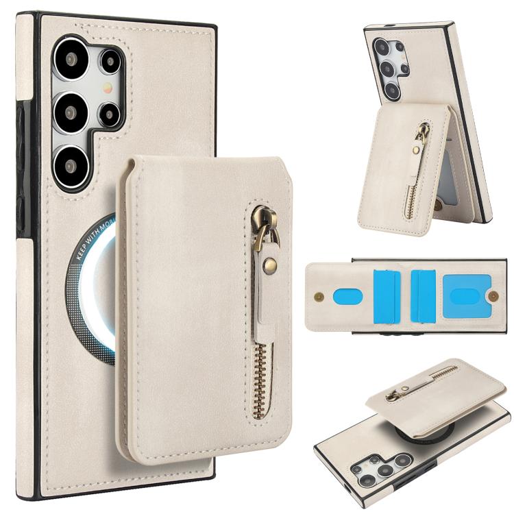Zipper Wallet Split MagSafe Leather Back Phone Case, For Samsung Galaxy S26+ 5G, For Samsung Galaxy S26 Ultra 5G, For Samsung Galaxy S26 5G, For Samsung Galaxy S25 5G, For Samsung Galaxy S25+ 5G, For Samsung Galaxy S25 Ultra 5G