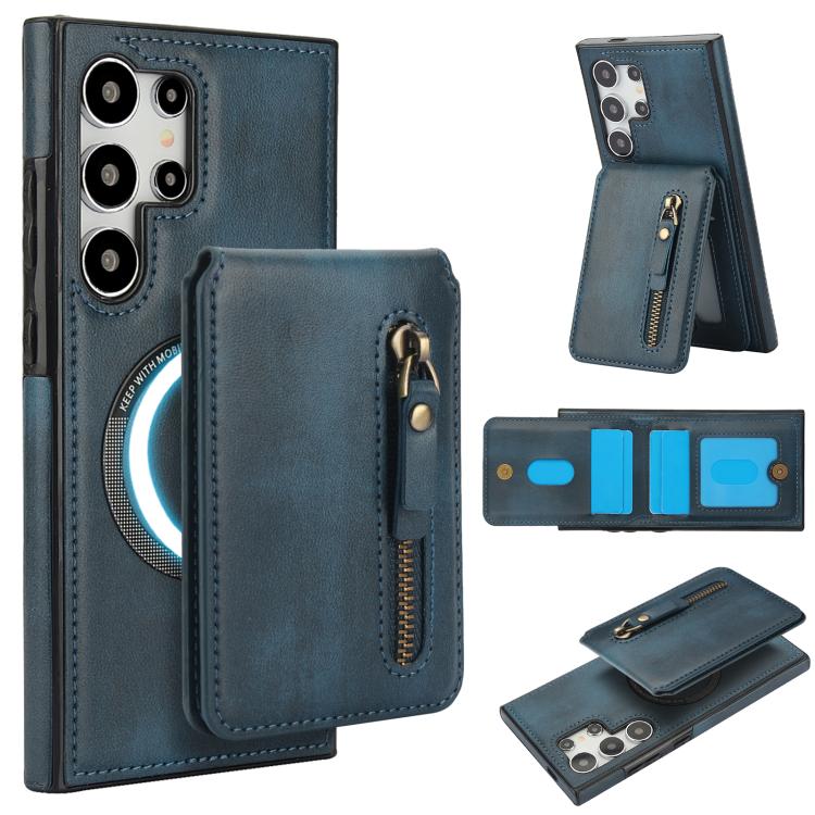 Zipper Wallet Split MagSafe Leather Back Phone Case, For Samsung Galaxy S26+ 5G, For Samsung Galaxy S26 Ultra 5G, For Samsung Galaxy S26 5G, For Samsung Galaxy S25 5G, For Samsung Galaxy S25+ 5G, For Samsung Galaxy S25 Ultra 5G