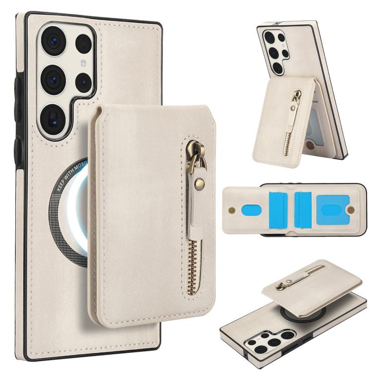Zipper Wallet Split MagSafe Leather Back Phone Case, For Samsung Galaxy S24 FE 5G, For Samsung Galaxy S24 Ultra 5G, For Samsung Galaxy S24+ 5G, For Samsung Galaxy S24 5G, For Samsung Galaxy S23 FE 5G, For Samsung Galaxy S23 Ultra 5G