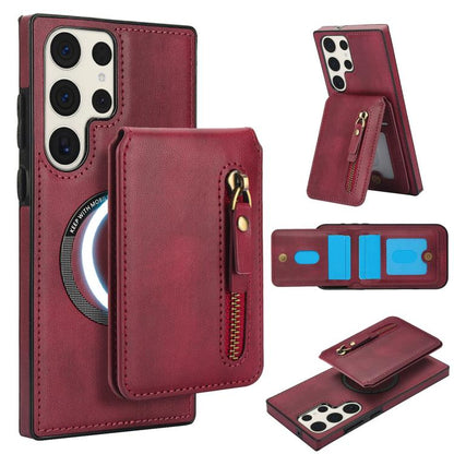 Zipper Wallet Split MagSafe Leather Back Phone Case, For Samsung Galaxy S24 FE 5G, For Samsung Galaxy S24 Ultra 5G, For Samsung Galaxy S24+ 5G, For Samsung Galaxy S24 5G, For Samsung Galaxy S23 FE 5G, For Samsung Galaxy S23 Ultra 5G