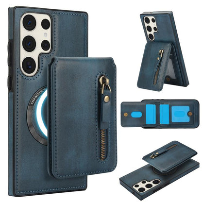 Zipper Wallet Split MagSafe Leather Back Phone Case, For Samsung Galaxy S24 FE 5G, For Samsung Galaxy S24 Ultra 5G, For Samsung Galaxy S24+ 5G, For Samsung Galaxy S24 5G, For Samsung Galaxy S23 FE 5G, For Samsung Galaxy S23 Ultra 5G