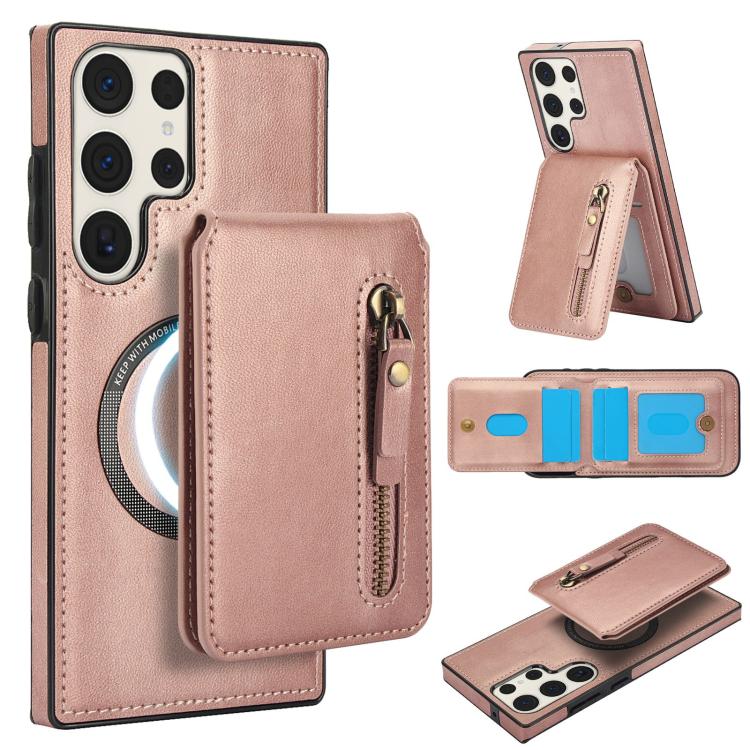Zipper Wallet Split MagSafe Leather Back Phone Case, For Samsung Galaxy S24 FE 5G, For Samsung Galaxy S24 Ultra 5G, For Samsung Galaxy S24+ 5G, For Samsung Galaxy S24 5G, For Samsung Galaxy S23 FE 5G, For Samsung Galaxy S23 Ultra 5G