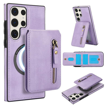 Zipper Wallet Split MagSafe Leather Back Phone Case, For Samsung Galaxy S24 FE 5G, For Samsung Galaxy S24 Ultra 5G, For Samsung Galaxy S24+ 5G, For Samsung Galaxy S24 5G, For Samsung Galaxy S23 FE 5G, For Samsung Galaxy S23 Ultra 5G