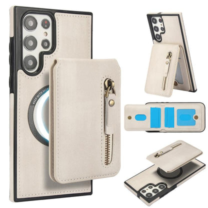 Zipper Wallet Split MagSafe Leather Back Phone Case, For Samsung Galaxy S23+ 5G, For Samsung Galaxy S23 5G, For Samsung Galaxy S22 Ultra 5G, For Samsung Galaxy S22+ 5G, For Samsung Galaxy S22 5G, For Samsung Galaxy S21 FE 5G