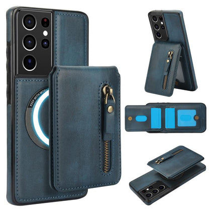 Zipper Wallet Split MagSafe Leather Back Phone Case, For Samsung Galaxy S21 5G, For Samsung Galaxy S21+ 5G, For Samsung Galaxy S21 Ultra 5G, For Samsung Galaxy Note20 Ultra, For Samsung Galaxy Note20