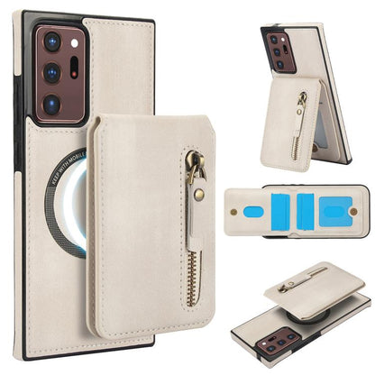Zipper Wallet Split MagSafe Leather Back Phone Case, For Samsung Galaxy S21 5G, For Samsung Galaxy S21+ 5G, For Samsung Galaxy S21 Ultra 5G, For Samsung Galaxy Note20 Ultra, For Samsung Galaxy Note20