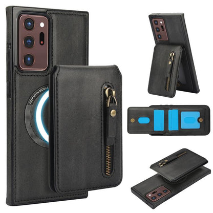 Zipper Wallet Split MagSafe Leather Back Phone Case, For Samsung Galaxy S21 5G, For Samsung Galaxy S21+ 5G, For Samsung Galaxy S21 Ultra 5G, For Samsung Galaxy Note20 Ultra, For Samsung Galaxy Note20