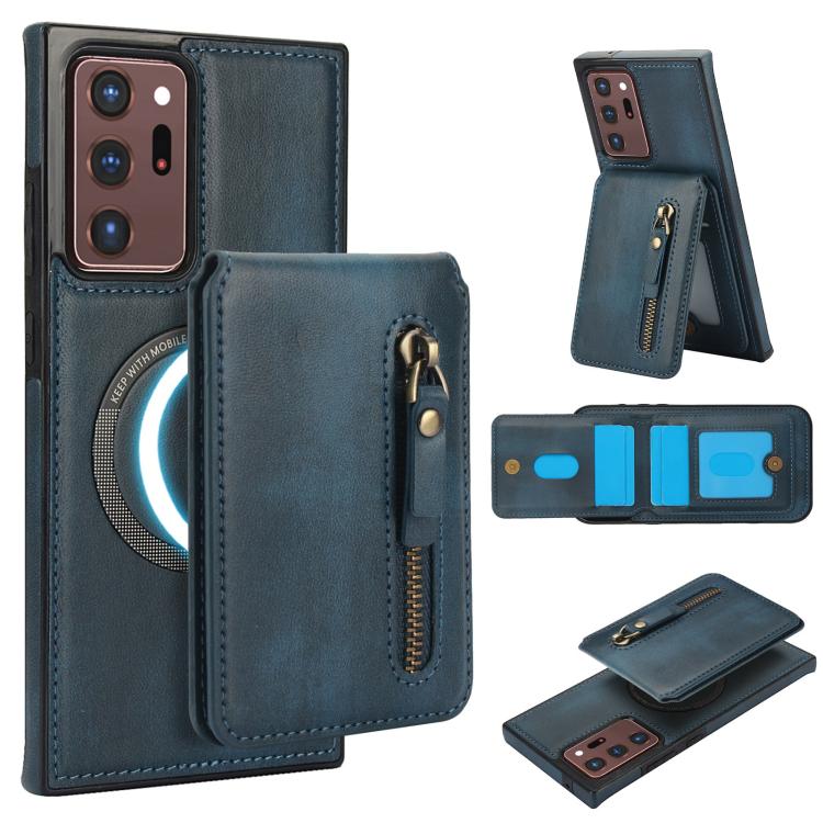 Zipper Wallet Split MagSafe Leather Back Phone Case, For Samsung Galaxy S21 5G, For Samsung Galaxy S21+ 5G, For Samsung Galaxy S21 Ultra 5G, For Samsung Galaxy Note20 Ultra, For Samsung Galaxy Note20