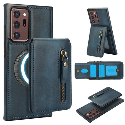 Zipper Wallet Split MagSafe Leather Back Phone Case, For Samsung Galaxy S21 5G, For Samsung Galaxy S21+ 5G, For Samsung Galaxy S21 Ultra 5G, For Samsung Galaxy Note20 Ultra, For Samsung Galaxy Note20