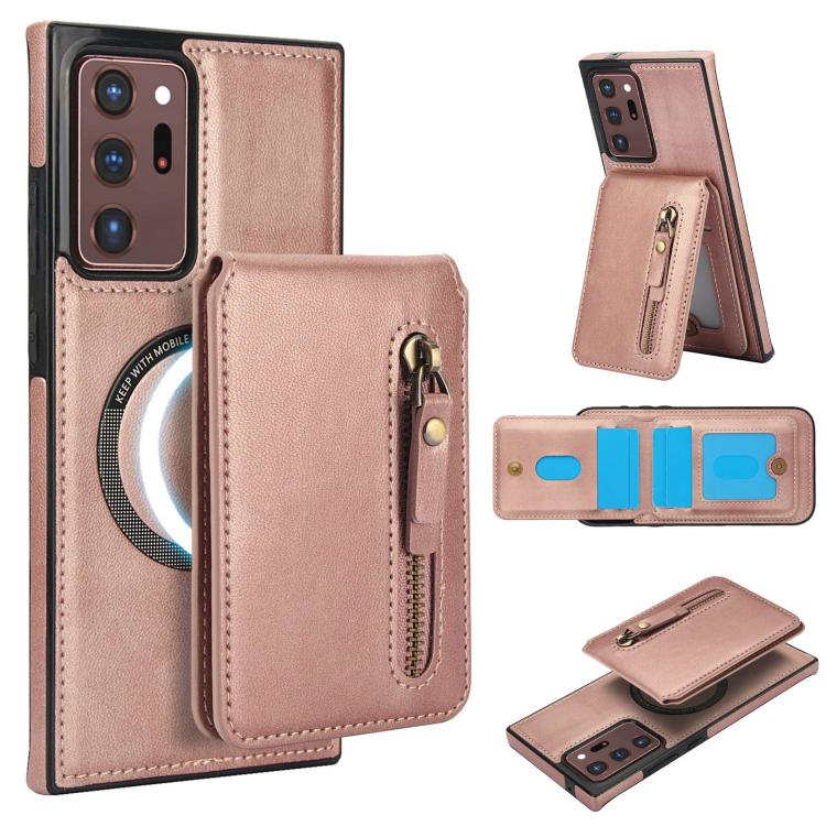 Zipper Wallet Split MagSafe Leather Back Phone Case, For Samsung Galaxy S21 5G, For Samsung Galaxy S21+ 5G, For Samsung Galaxy S21 Ultra 5G, For Samsung Galaxy Note20 Ultra, For Samsung Galaxy Note20