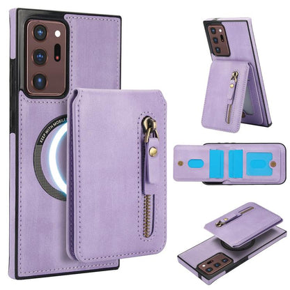 Zipper Wallet Split MagSafe Leather Back Phone Case, For Samsung Galaxy S21 5G, For Samsung Galaxy S21+ 5G, For Samsung Galaxy S21 Ultra 5G, For Samsung Galaxy Note20 Ultra, For Samsung Galaxy Note20