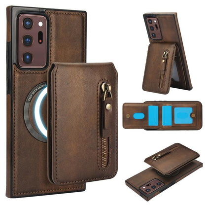 Zipper Wallet Split MagSafe Leather Back Phone Case, For Samsung Galaxy S21 5G, For Samsung Galaxy S21+ 5G, For Samsung Galaxy S21 Ultra 5G, For Samsung Galaxy Note20 Ultra, For Samsung Galaxy Note20
