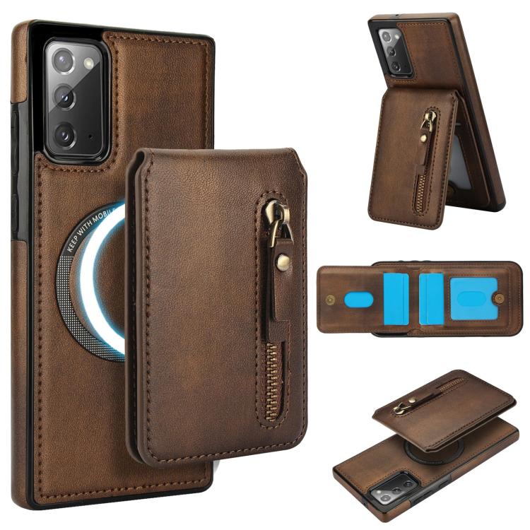 Zipper Wallet Split MagSafe Leather Back Phone Case, For Samsung Galaxy S21 5G, For Samsung Galaxy S21+ 5G, For Samsung Galaxy S21 Ultra 5G, For Samsung Galaxy Note20 Ultra, For Samsung Galaxy Note20