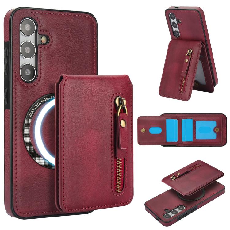 Zipper Wallet Split MagSafe Leather Back Phone Case, For Samsung Galaxy S24 FE 5G, For Samsung Galaxy S24 Ultra 5G, For Samsung Galaxy S24+ 5G, For Samsung Galaxy S24 5G, For Samsung Galaxy S23 FE 5G, For Samsung Galaxy S23 Ultra 5G