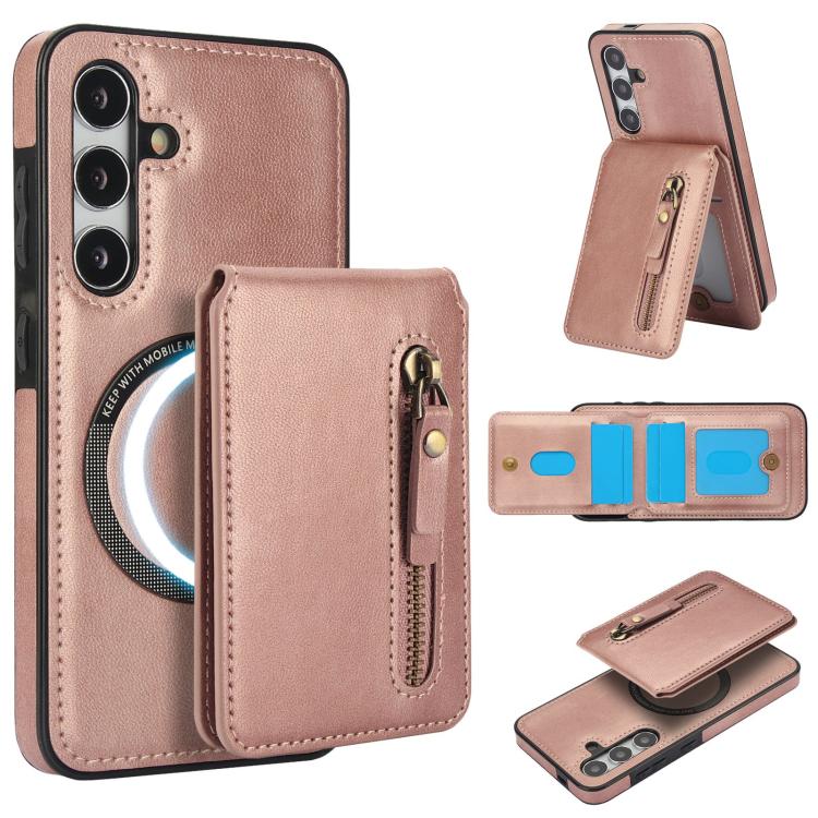 Zipper Wallet Split MagSafe Leather Back Phone Case, For Samsung Galaxy S24 FE 5G, For Samsung Galaxy S24 Ultra 5G, For Samsung Galaxy S24+ 5G, For Samsung Galaxy S24 5G, For Samsung Galaxy S23 FE 5G, For Samsung Galaxy S23 Ultra 5G