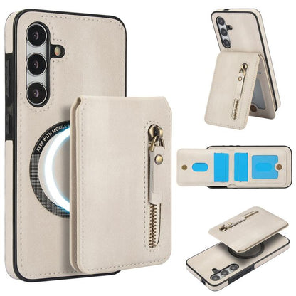 Zipper Wallet Split MagSafe Leather Back Phone Case, For Samsung Galaxy S24 FE 5G, For Samsung Galaxy S24 Ultra 5G, For Samsung Galaxy S24+ 5G, For Samsung Galaxy S24 5G, For Samsung Galaxy S23 FE 5G, For Samsung Galaxy S23 Ultra 5G
