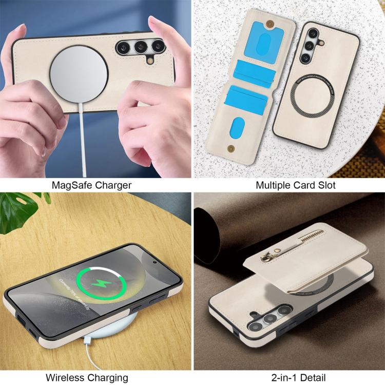 Zipper Wallet Split MagSafe Leather Back Phone Case, For Samsung Galaxy S24 FE 5G, For Samsung Galaxy S24 Ultra 5G, For Samsung Galaxy S24+ 5G, For Samsung Galaxy S24 5G, For Samsung Galaxy S23 FE 5G, For Samsung Galaxy S23 Ultra 5G