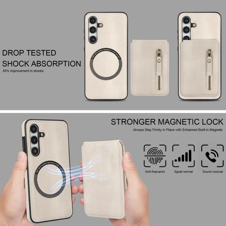 Zipper Wallet Split MagSafe Leather Back Phone Case, For Samsung Galaxy S24 FE 5G, For Samsung Galaxy S24 Ultra 5G, For Samsung Galaxy S24+ 5G, For Samsung Galaxy S24 5G, For Samsung Galaxy S23 FE 5G, For Samsung Galaxy S23 Ultra 5G