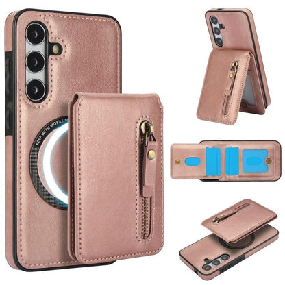 Zipper Wallet Split MagSafe Leather Back Phone Case, For Samsung Galaxy S24 FE 5G, For Samsung Galaxy S24 Ultra 5G, For Samsung Galaxy S24+ 5G, For Samsung Galaxy S24 5G, For Samsung Galaxy S23 FE 5G, For Samsung Galaxy S23 Ultra 5G