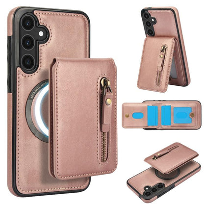 Zipper Wallet Split MagSafe Leather Back Phone Case, For Samsung Galaxy S24 FE 5G, For Samsung Galaxy S24 Ultra 5G, For Samsung Galaxy S24+ 5G, For Samsung Galaxy S24 5G, For Samsung Galaxy S23 FE 5G, For Samsung Galaxy S23 Ultra 5G