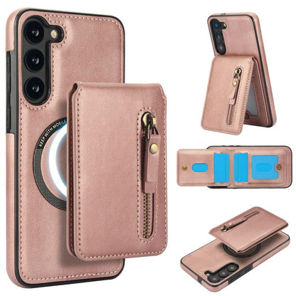 Zipper Wallet Split MagSafe Leather Back Phone Case, For Samsung Galaxy S23+ 5G, For Samsung Galaxy S23 5G, For Samsung Galaxy S22 Ultra 5G, For Samsung Galaxy S22+ 5G, For Samsung Galaxy S22 5G, For Samsung Galaxy S21 FE 5G