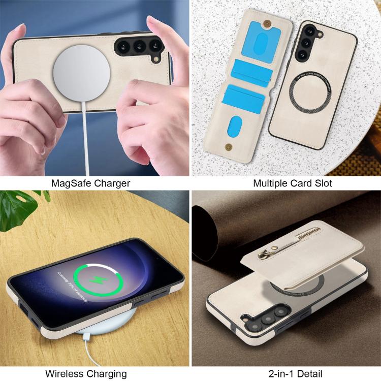 Zipper Wallet Split MagSafe Leather Back Phone Case, For Samsung Galaxy S23+ 5G, For Samsung Galaxy S23 5G, For Samsung Galaxy S22 Ultra 5G, For Samsung Galaxy S22+ 5G, For Samsung Galaxy S22 5G, For Samsung Galaxy S21 FE 5G