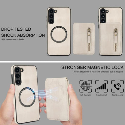 Zipper Wallet Split MagSafe Leather Back Phone Case, For Samsung Galaxy S23+ 5G, For Samsung Galaxy S23 5G, For Samsung Galaxy S22 Ultra 5G, For Samsung Galaxy S22+ 5G, For Samsung Galaxy S22 5G, For Samsung Galaxy S21 FE 5G