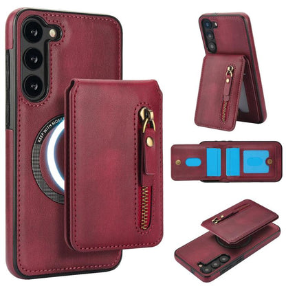 Zipper Wallet Split MagSafe Leather Back Phone Case, For Samsung Galaxy S23+ 5G, For Samsung Galaxy S23 5G, For Samsung Galaxy S22 Ultra 5G, For Samsung Galaxy S22+ 5G, For Samsung Galaxy S22 5G, For Samsung Galaxy S21 FE 5G