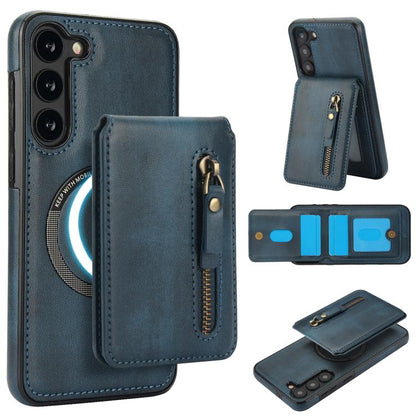 Zipper Wallet Split MagSafe Leather Back Phone Case, For Samsung Galaxy S23+ 5G, For Samsung Galaxy S23 5G, For Samsung Galaxy S22 Ultra 5G, For Samsung Galaxy S22+ 5G, For Samsung Galaxy S22 5G, For Samsung Galaxy S21 FE 5G