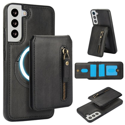 Zipper Wallet Split MagSafe Leather Back Phone Case, For Samsung Galaxy S23+ 5G, For Samsung Galaxy S23 5G, For Samsung Galaxy S22 Ultra 5G, For Samsung Galaxy S22+ 5G, For Samsung Galaxy S22 5G, For Samsung Galaxy S21 FE 5G